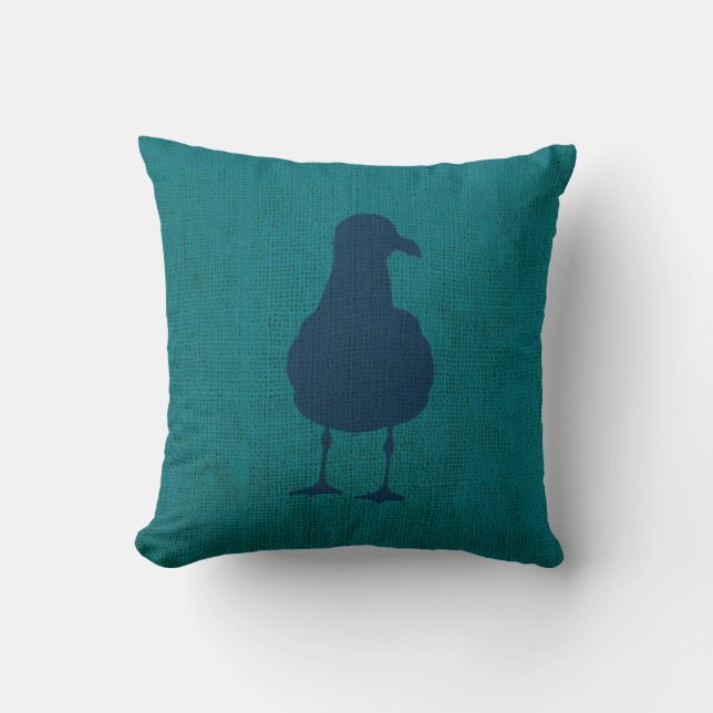 Nautical Seagulls Green Blue Cushion (Front)