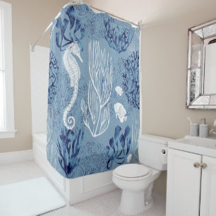 Nautical Seahorse Collection Shower Curtain