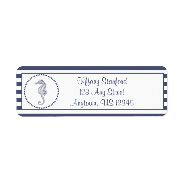 Nautical Seahorse | Personalised Return Address Label (Front)
