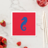 Nautical seahorse red and blue paper napkins