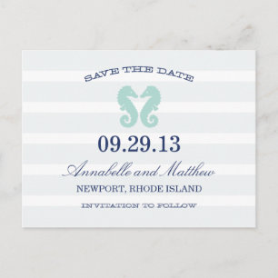 NAUTICAL SEAHORSE SAVE THE DATE POST CARD