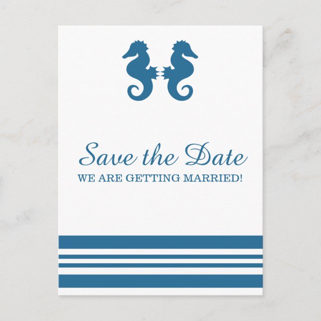 Nautical Seahorse Save the Date Postcard (Front)