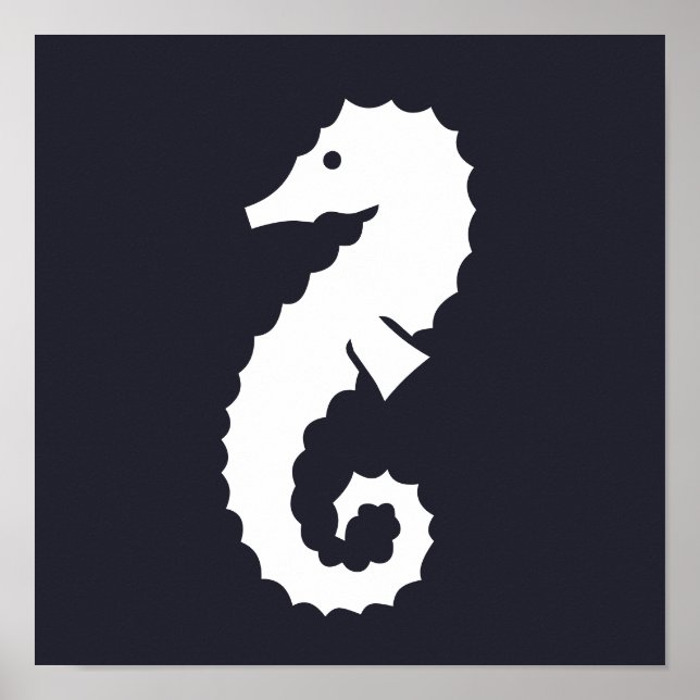 nautical SEAHORSE silhouette Poster (Front)
