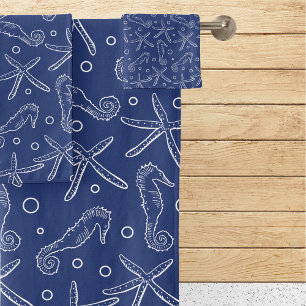 Nautical Seahorse & Starfish Bath Towel Set