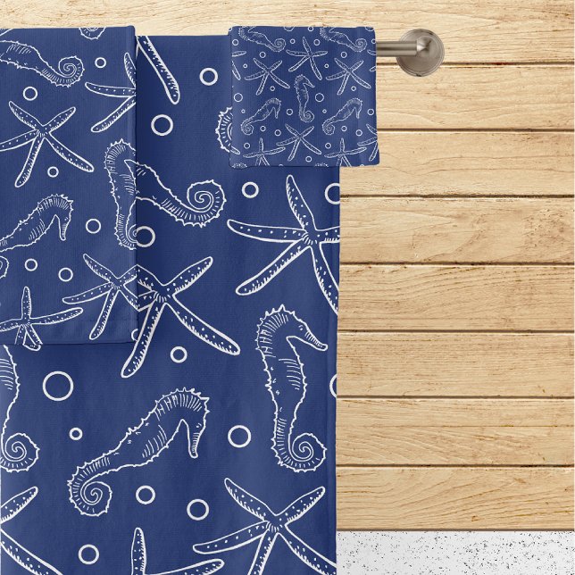 Nautical Seahorse & Starfish Bath Towel Set (Creator Uploaded)
