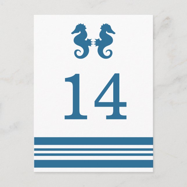 Nautical Seahorse Table Number Postcard (Front)