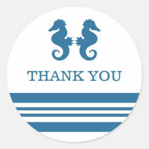 Nautical Seahorse Thank You Stickers