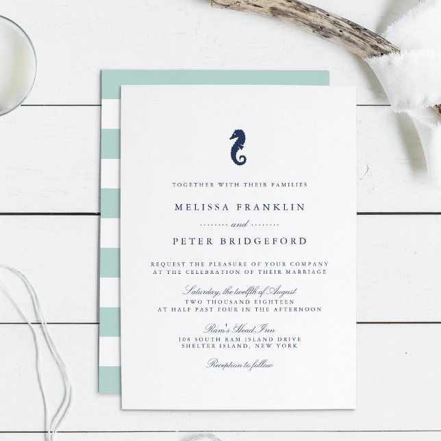 Nautical Seahorse Wedding Invitation (Creator Uploaded)