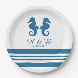 Nautical Seahorse Wedding Paper Plates