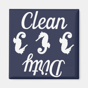Nautical Seahorses Clean Dirty Dishwasher Magnet
