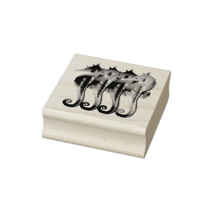 Nautical seahorses ocean seahorse fish rubber stamp