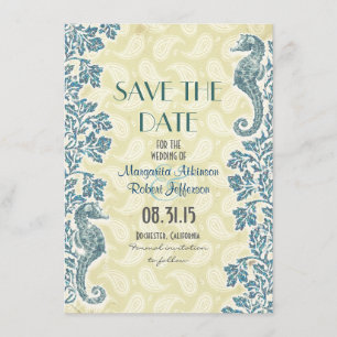 nautical seahorses save the date cards