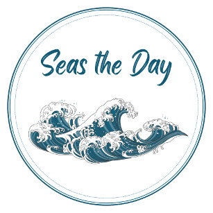 Nautical Seas The Day Text with Blue Waves  Two-Tone Coffee Mug