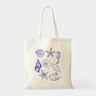 Nautical Seashell bag – Blue Line Art Ocean