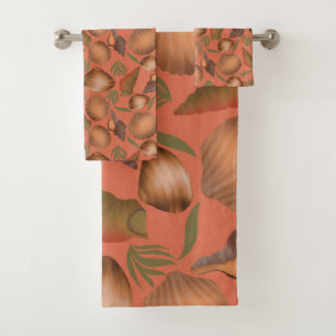 Nautical Seashell Coral Pattern Bath Towel Set