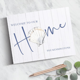 Nautical Seashell Home   Coastal Wood Guest Book