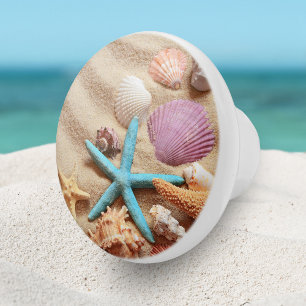 Nautical Seashell Ocean Sand Ceramic Knob
