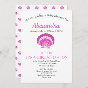 Nautical Seashell Pink Girl Baby Shower invitation