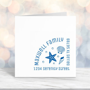 Nautical Seashell Starfish Corner Family Address Self-inking Stamp