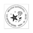Nautical Seashell Starfish Pearls Round Address