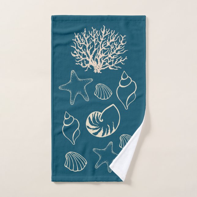 Nautical Seashells Bath Towel Set (Hand Towel)