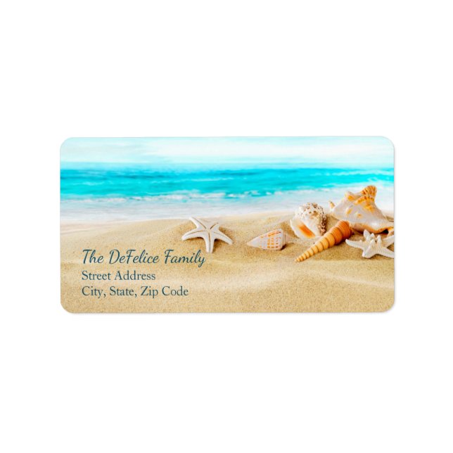 Nautical Seashells & Beach 2 - Template Label (Front)