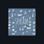 Nautical Seaside Stone Magnet<br><div class="desc">Nautical seaside typography navy and white ocean and beach theme</div>