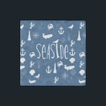 Nautical Seaside Stone Magnet<br><div class="desc">Nautical seaside typography navy and white ocean and beach theme</div>