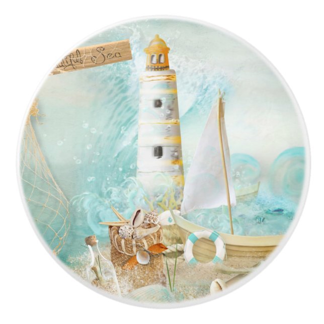 Nautical Series Design 11  Ceramic Knob (Front)