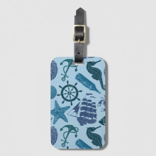Nautical Shades Of Blue Pattern Luggage Tag