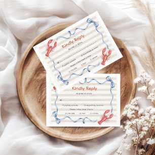Nautical She Catch Lobster Bridal Shower Reply  Enclosure Card
