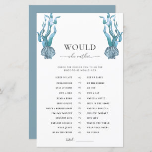 Nautical Shell Bridal Shower Would She Rather Game