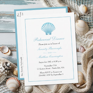 Nautical Shells Elegant Wedding Rehearsal Dinner Invitation Postcard