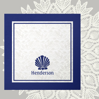 Nautical Shells on Navy  Ceramic Tile
