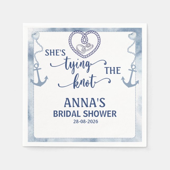 Nautical Shes Tying the Knot Bridal Elegant Anchor Napkin (Front)