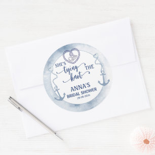 Nautical Shes Tying the Knot Bridal Shower Elegant Classic Round Sticker