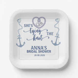 Nautical Shes Tying the Knot Bridal Shower Elegant Paper Plate