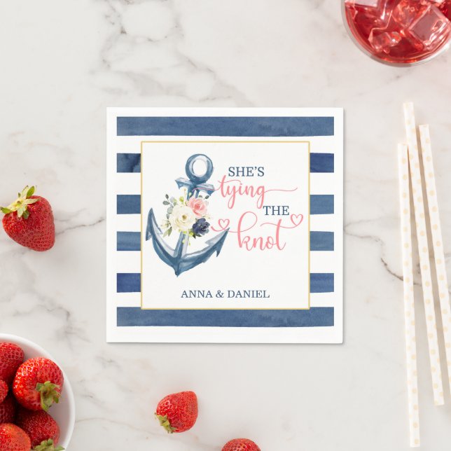 Nautical She's Tying the Knot Bridal Shower Napkin (Insitu)