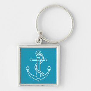 Nautical Ship Anchor Blue Turquoise Ocean Sailor Key Ring