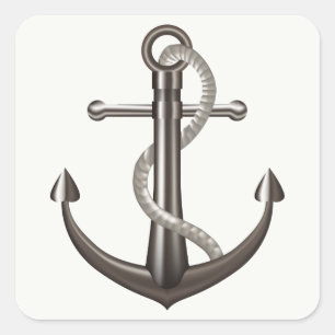 Nautical Ship Anchor Sailor Brown Grey Wedding Square Sticker