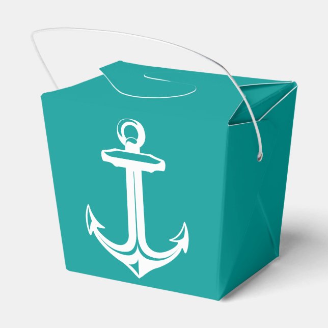 Nautical Ship Anchor Teal Beach Wedding Party Favour Box (Back Side)