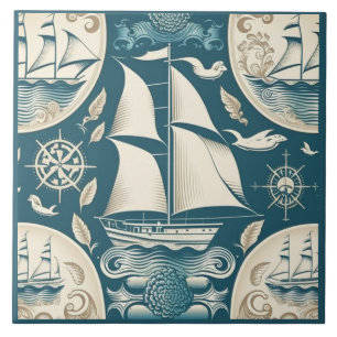 Nautical Ship and Ocean Themed ceramic art No14 Tile
