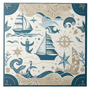 Nautical Ship and Ocean Themed ceramic art No15 Ceramic Tile