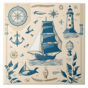 Nautical Ship and Ocean Themed ceramic art No20 Tile