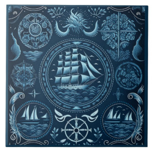 Nautical Ship and Ocean Themed ceramic art No7 Tile