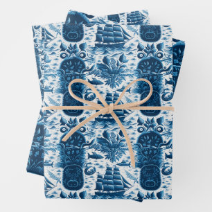 Nautical Ship and Ocean Themed pattern No5 Wrapping Paper Sheet