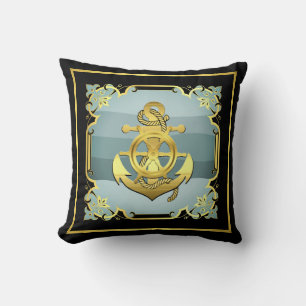 Nautical ship/boat anchor with wheel/ancient maps  cushion