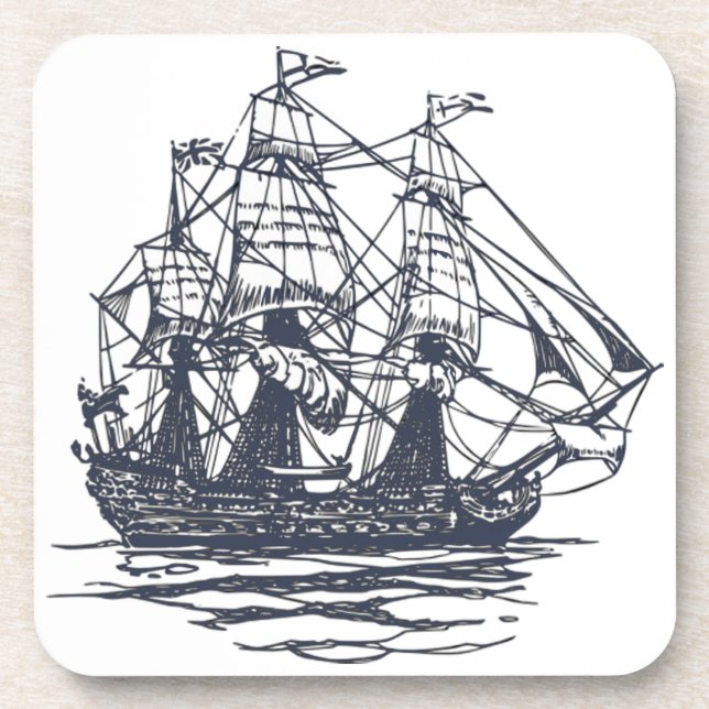 Nautical Ship Cork Coaster (Front)