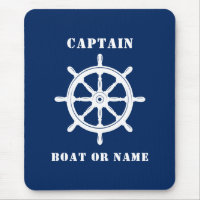 Nautical Ship Helm Captain & Boat or Name Navy