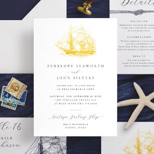 Nautical Ship Illustration Formal Wedding